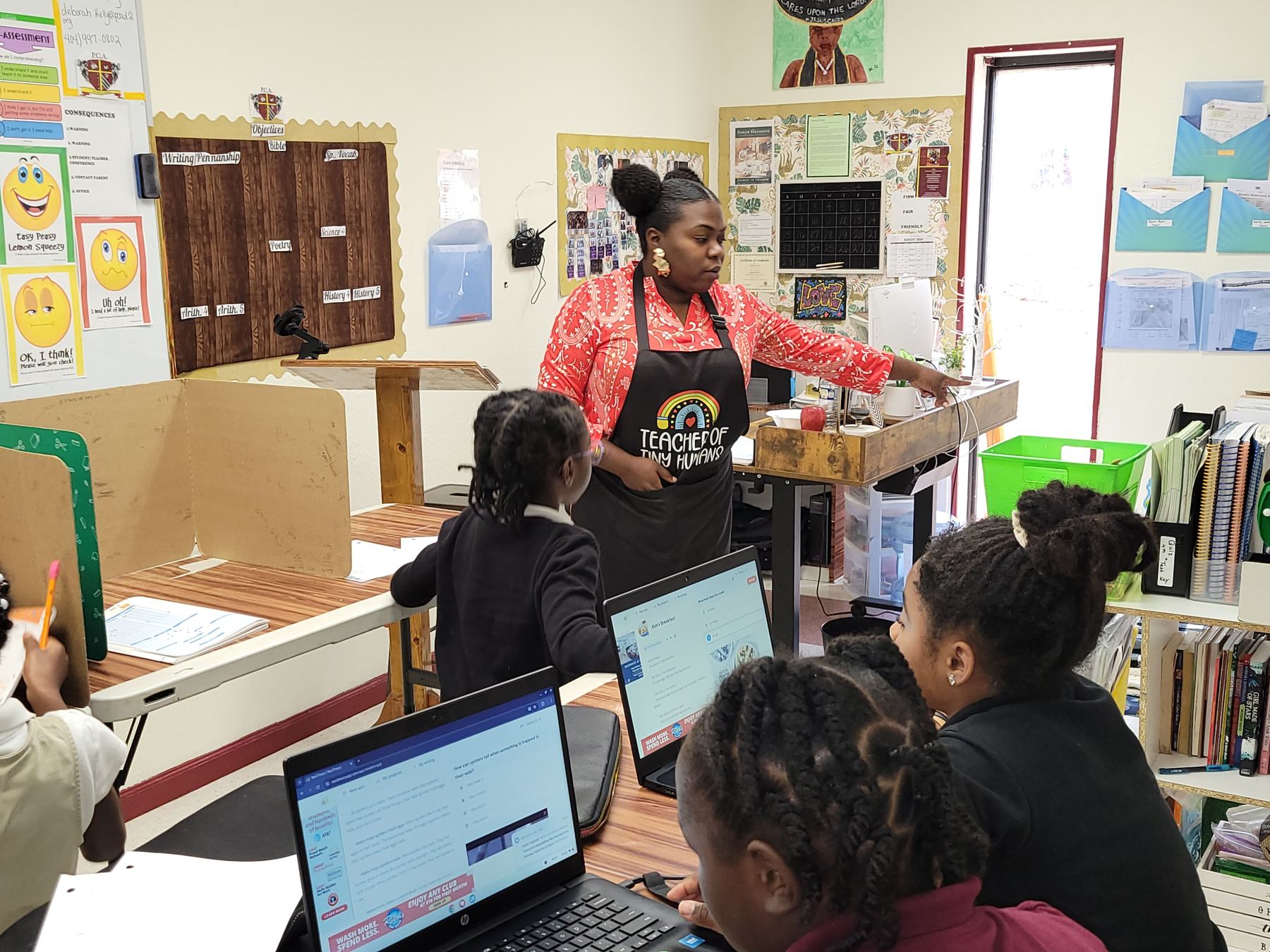 PCA students working in an Upper School classroom